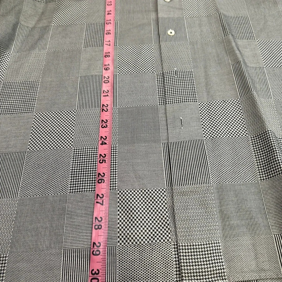 Men Bugatchi XL Shaped Fit Long Sleeve Shirt - Checkered B/W Pattern - chest 24’ - Picture 9 of 9